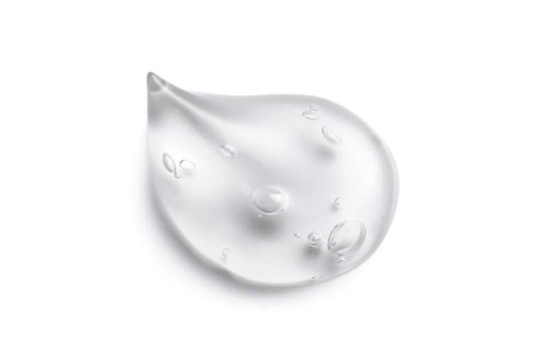 Close-up of a clear gel with air bubbles.